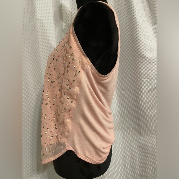 Candies Pink Scoop Neck Sequined Tank Top Size Medium - Picture 3 of 8